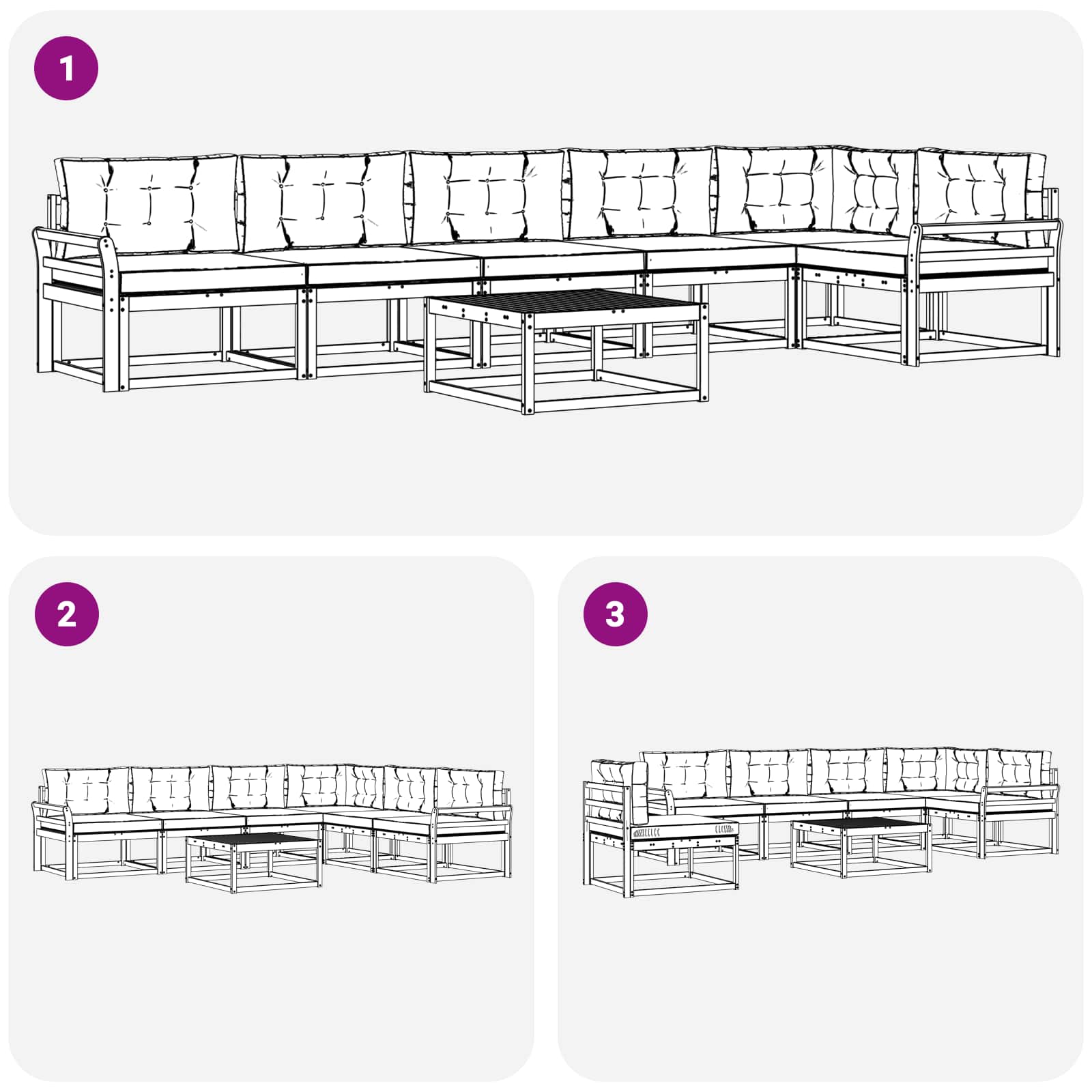 vidaXL Zestaw sof na zewnątrz 7 pcs Biały i kremowy 79 x 79 x 37 cm