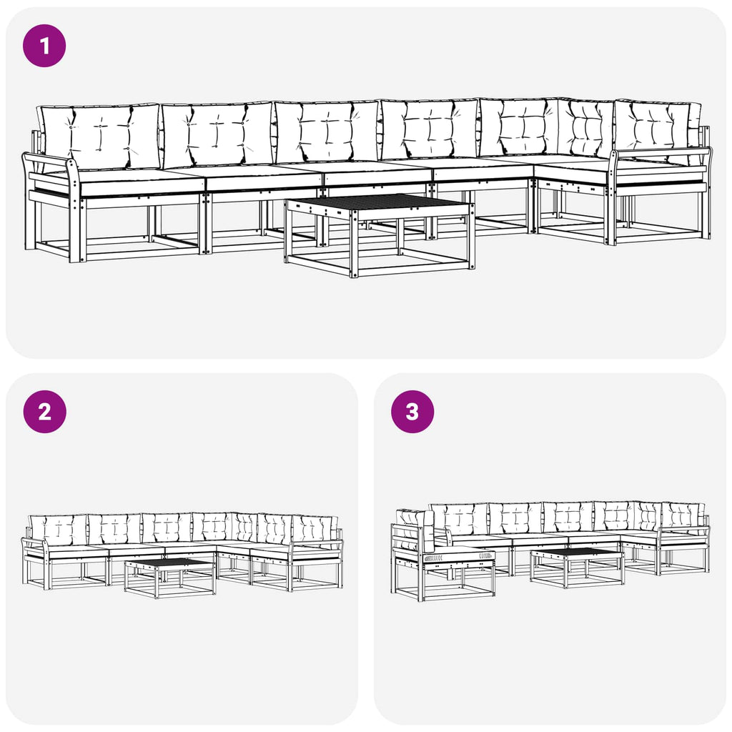 vidaXL Zestaw sof na zewnątrz 7 pcs Biały i jasnoszary 79 x 79 x 37 cm