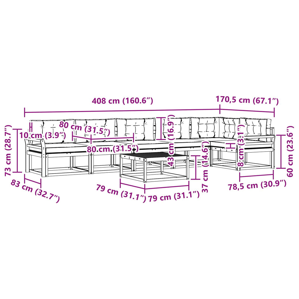 vidaXL Zestaw sof na zewnątrz 7 pcs Biały i antracyt 79 x 79 x 37 cm