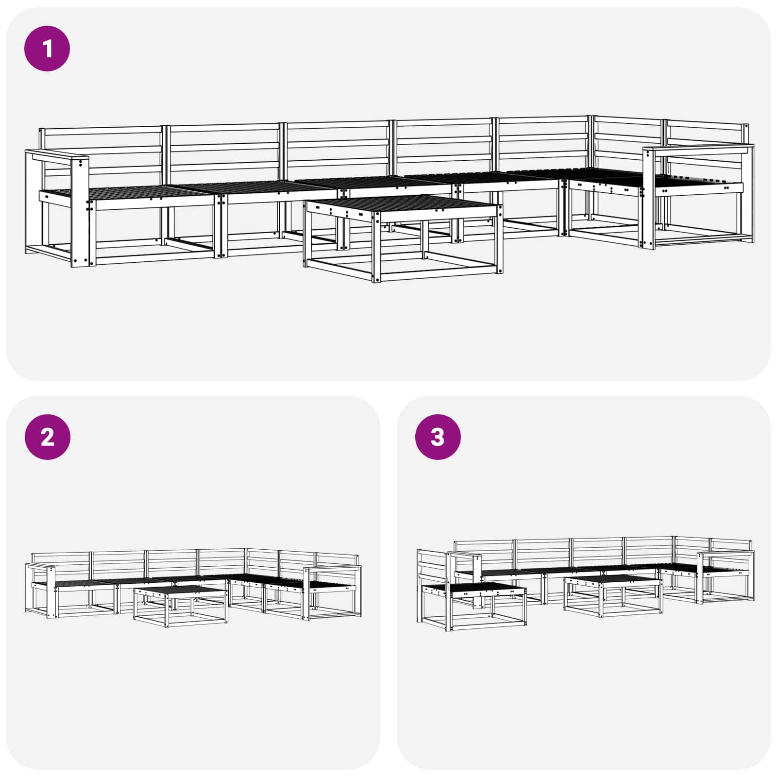 vidaXL Zestaw sof na zewnątrz 7 pcs Biały 79 x 79 x 37 cm