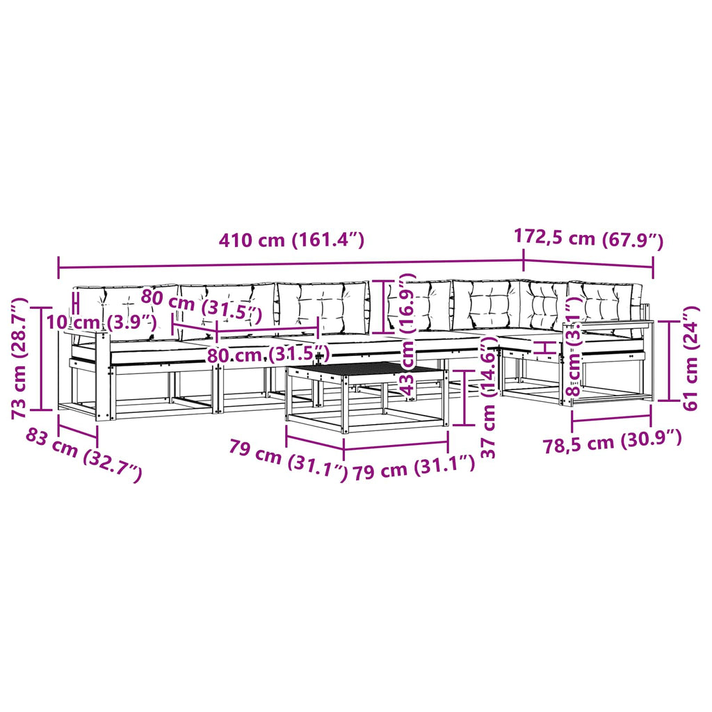 vidaXL Zestaw sof na zewnątrz 7 pcs Biały i antracyt 79 x 79 x 37 cm