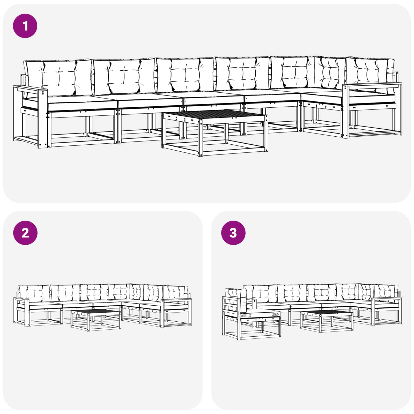 vidaXL Zestaw sof na zewnątrz 7 pcs Biały i antracyt 79 x 79 x 37 cm