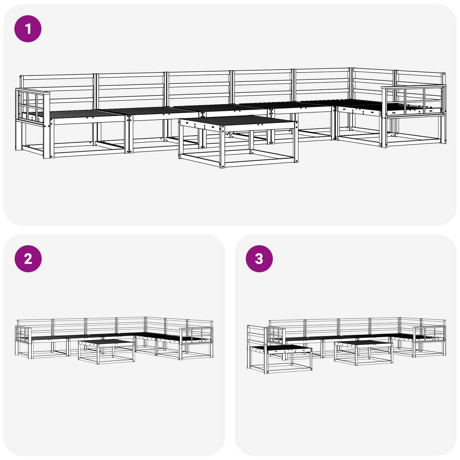vidaXL Zestaw sof na zewnątrz 7 pcs Biały 79 x 79 x 37 cm
