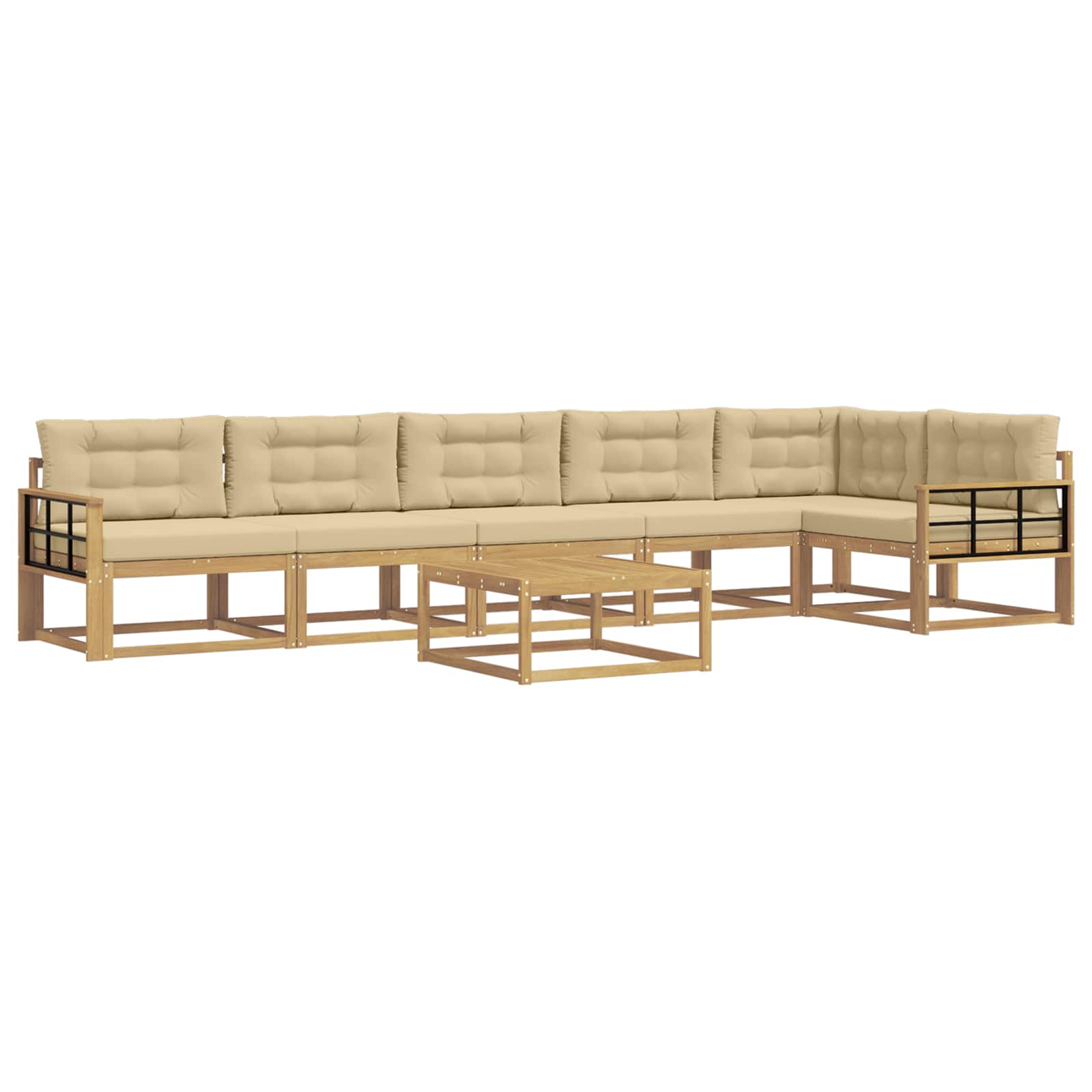 vidaXL Zestaw sof na zewnątrz 7 pcs Biały i Beżowy 79 x 79 x 37 cm
