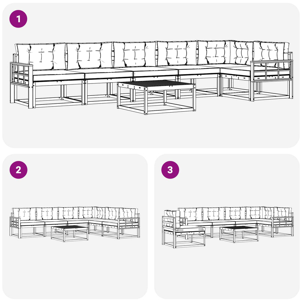 vidaXL Zestaw sof na zewnątrz 7 pcs Biały i Beżowy 79 x 79 x 37 cm