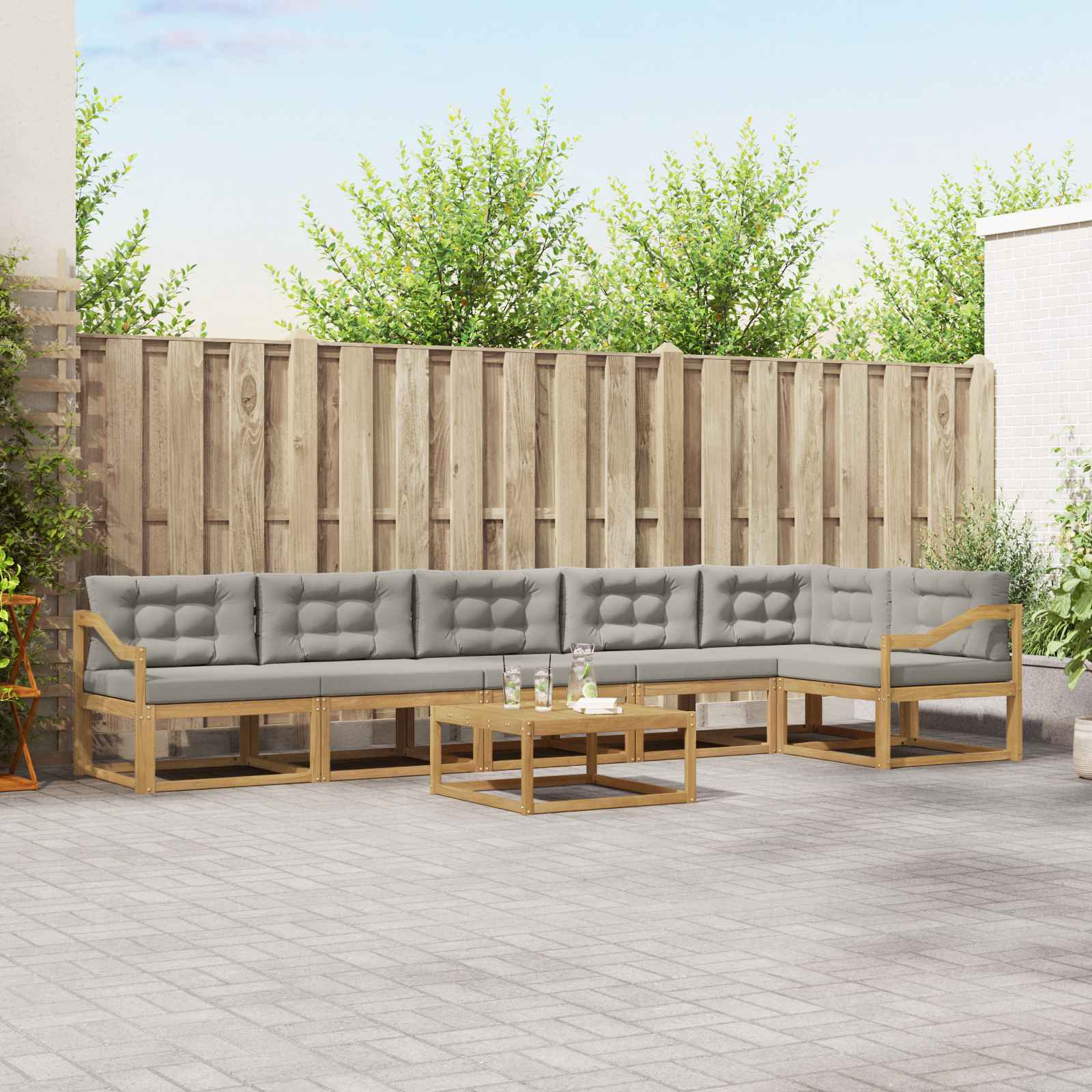 vidaXL Zestaw sof na zewnątrz 7 pcs Biały i jasnoszary 79 x 79 x 37 cm
