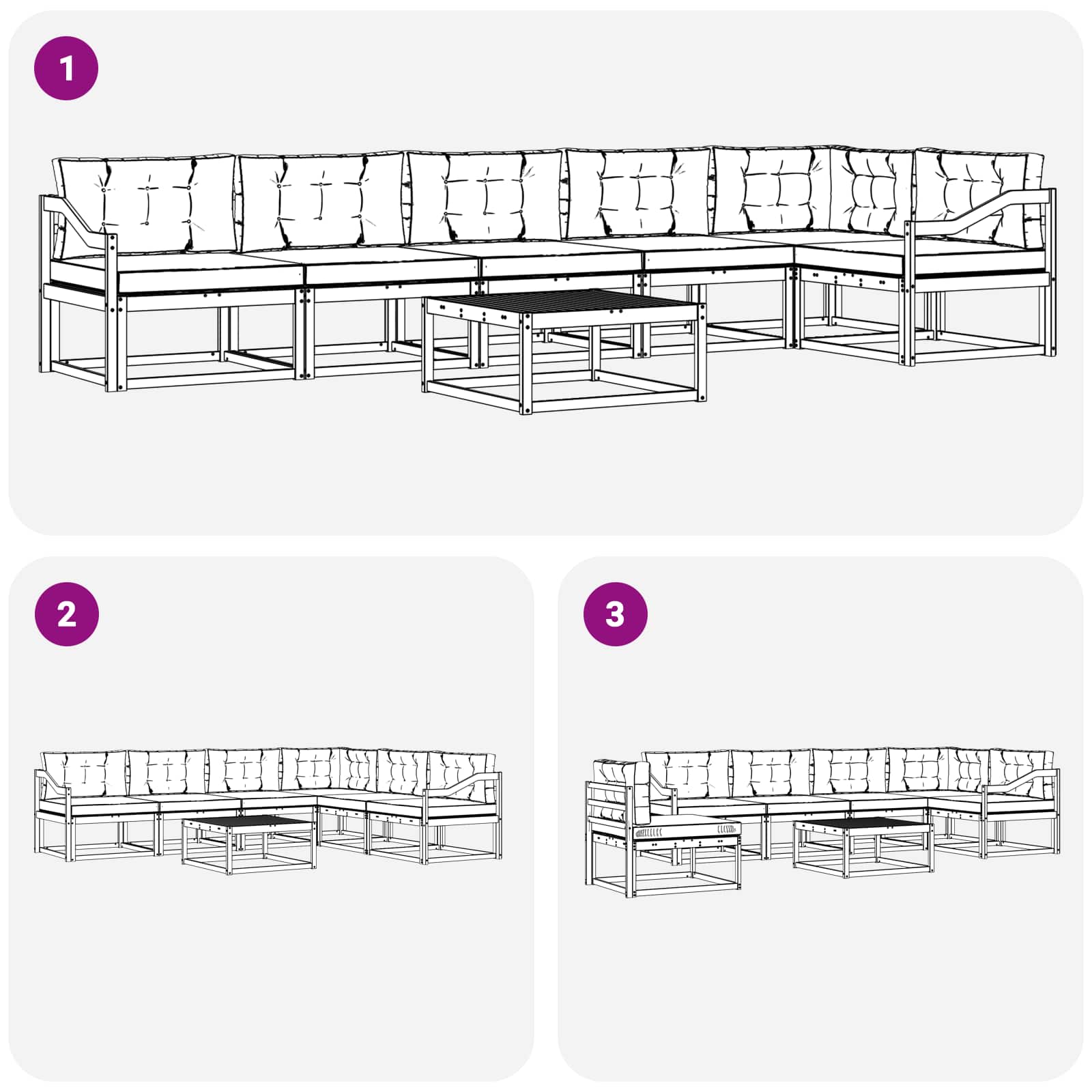 vidaXL Zestaw sof na zewnątrz 7 pcs Biały i antracyt 79 x 79 x 37 cm