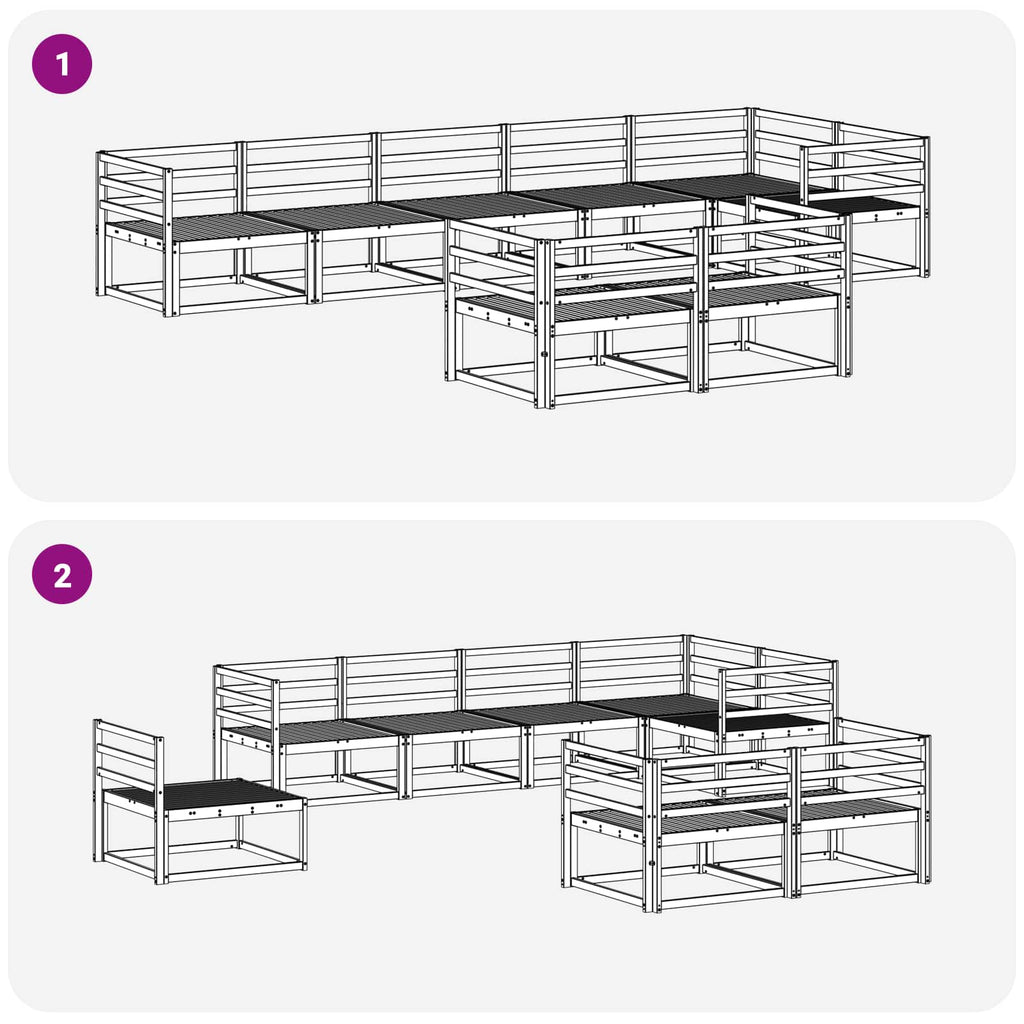 vidaXL Zestaw sof na zewnątrz 8 pcs Biały 404 x 166,5 x 73 cm