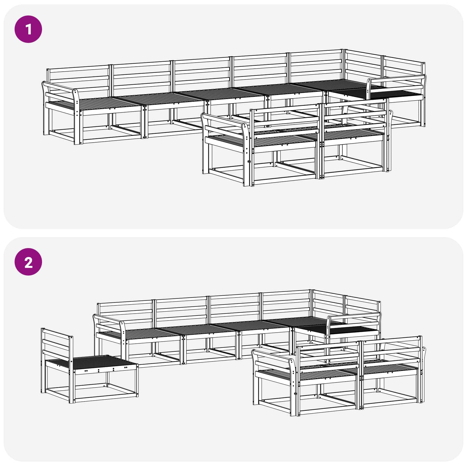 vidaXL Zestaw sof na zewnątrz 8 pcs Biały 408 x 172,5 x 73 cm