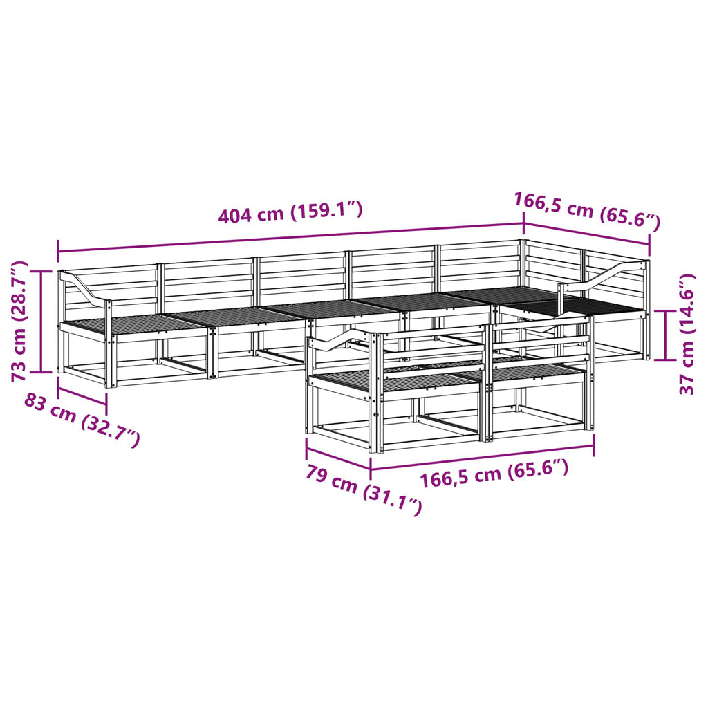 vidaXL Zestaw sof na zewnątrz 8 pcs Biały 404 x 166,5 x 73 cm