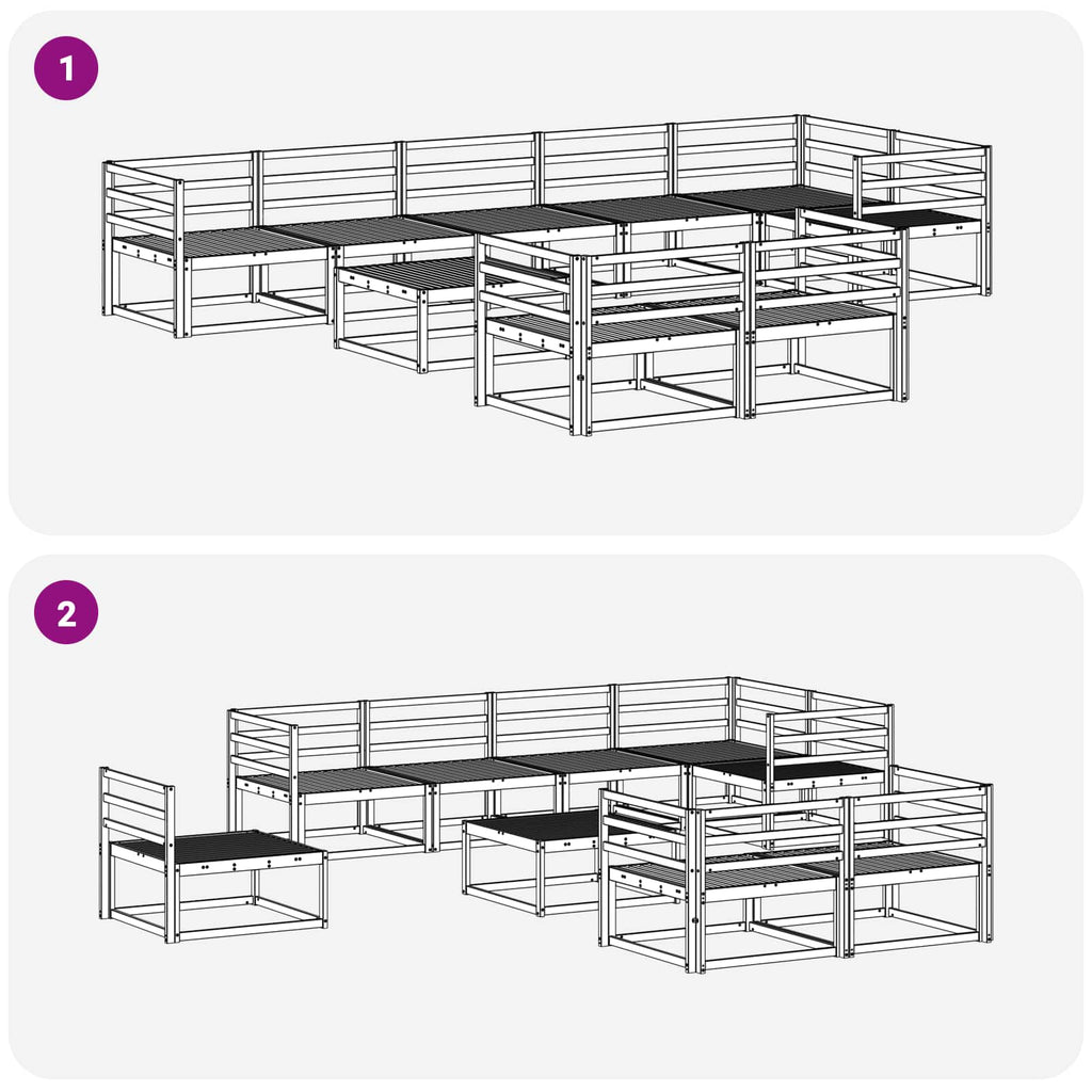 vidaXL Zestaw sof na zewnątrz 9 pcs Biały 79 x 79 x 37 cm