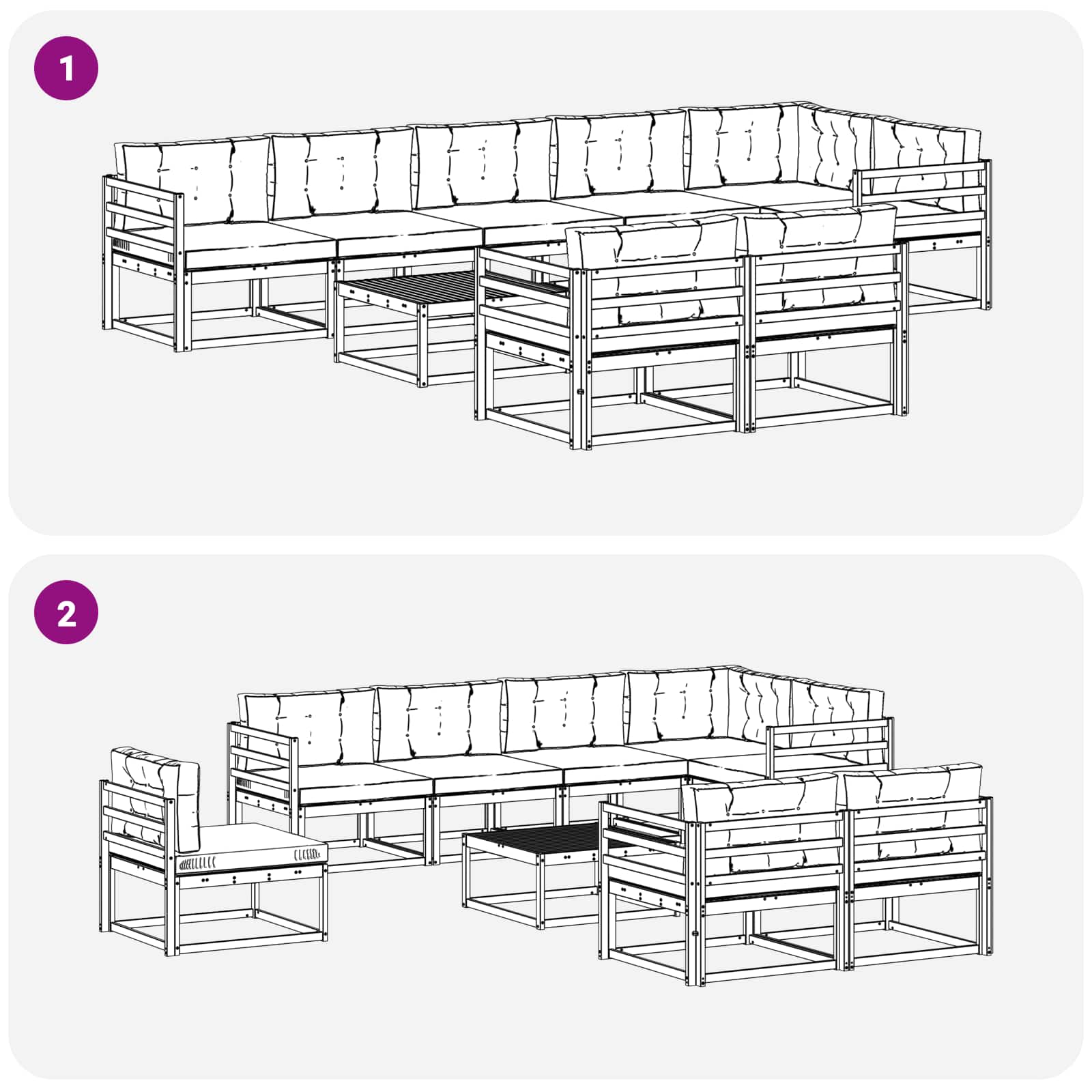 vidaXL Zestaw sof na zewnątrz 9 pcs Biały i antracyt 79 x 79 x 37 cm