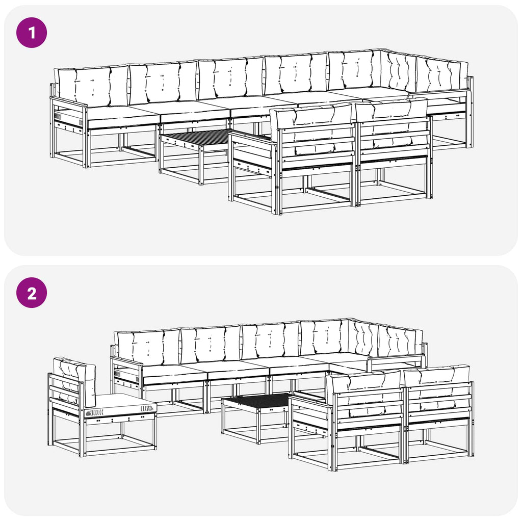 vidaXL Zestaw sof na zewnątrz 9 pcs Biały i antracyt 79 x 79 x 37 cm