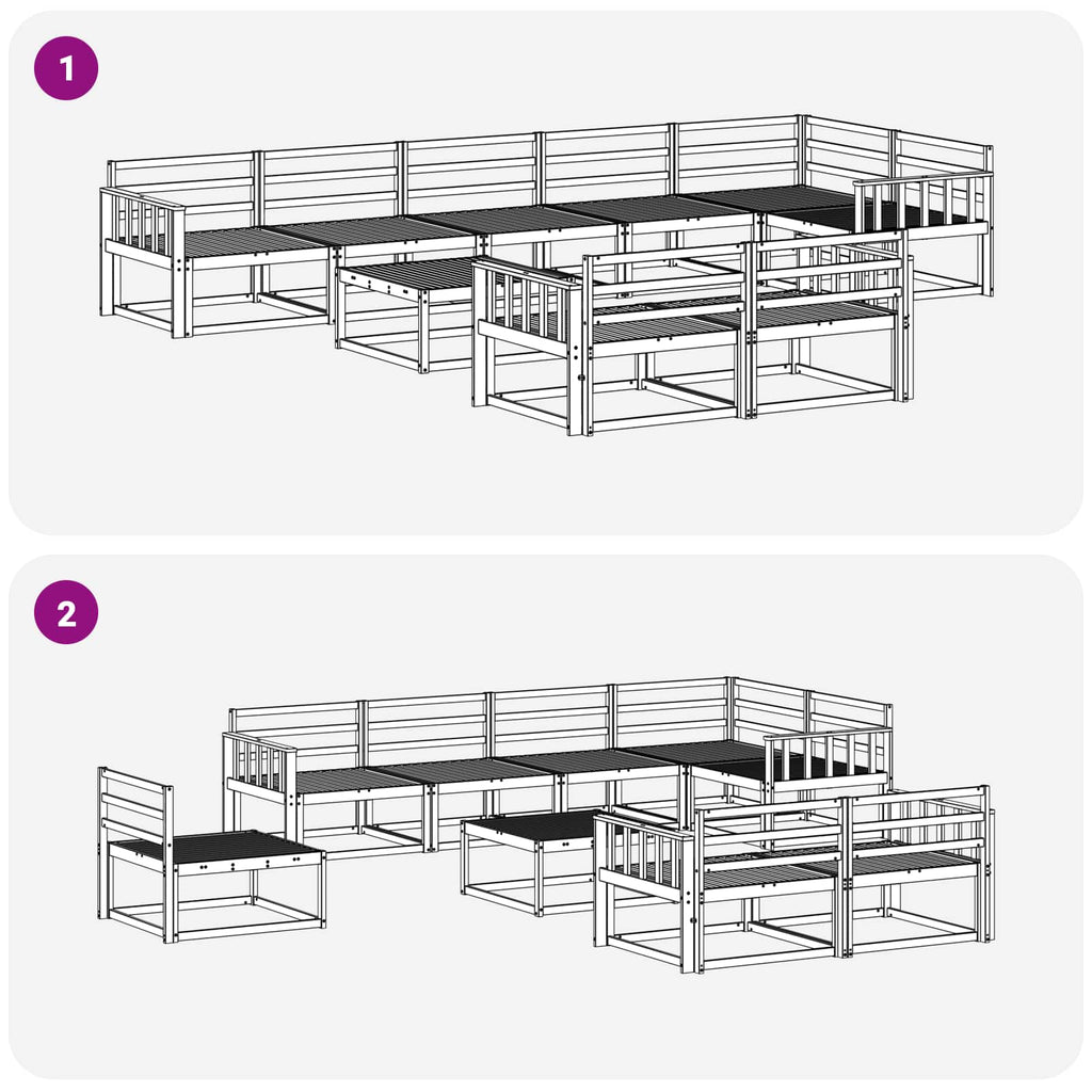 vidaXL Zestaw sof na zewnątrz 9 pcs Biały 79 x 79 x 37 cm