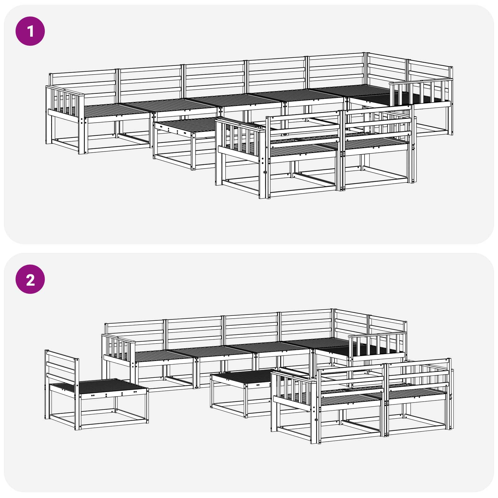 vidaXL Zestaw sof na zewnątrz 9 pcs Biały 79 x 79 x 37 cm