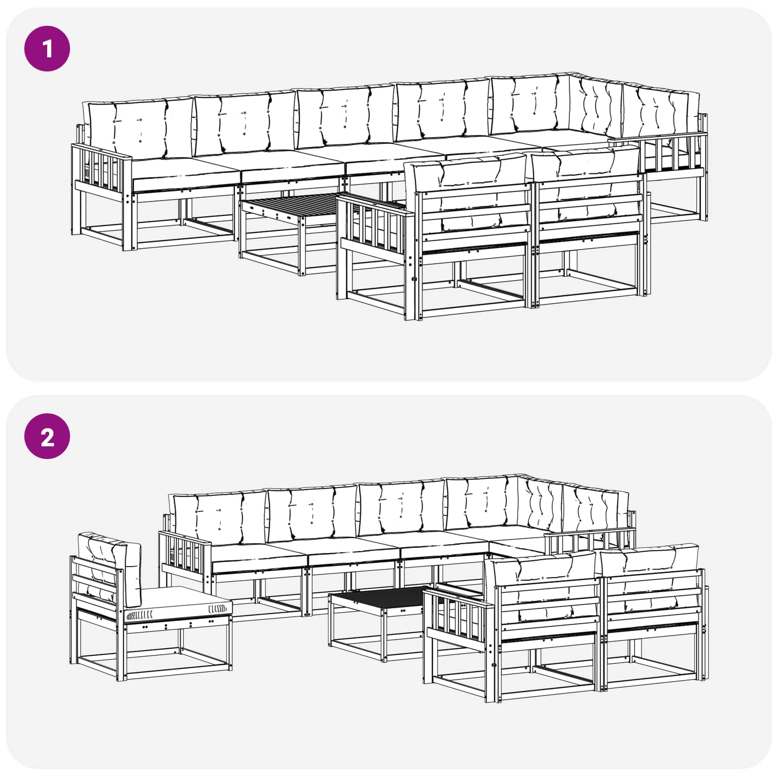 vidaXL Zestaw sof na zewnątrz 9 pcs Biały i antracyt 79 x 79 x 37 cm