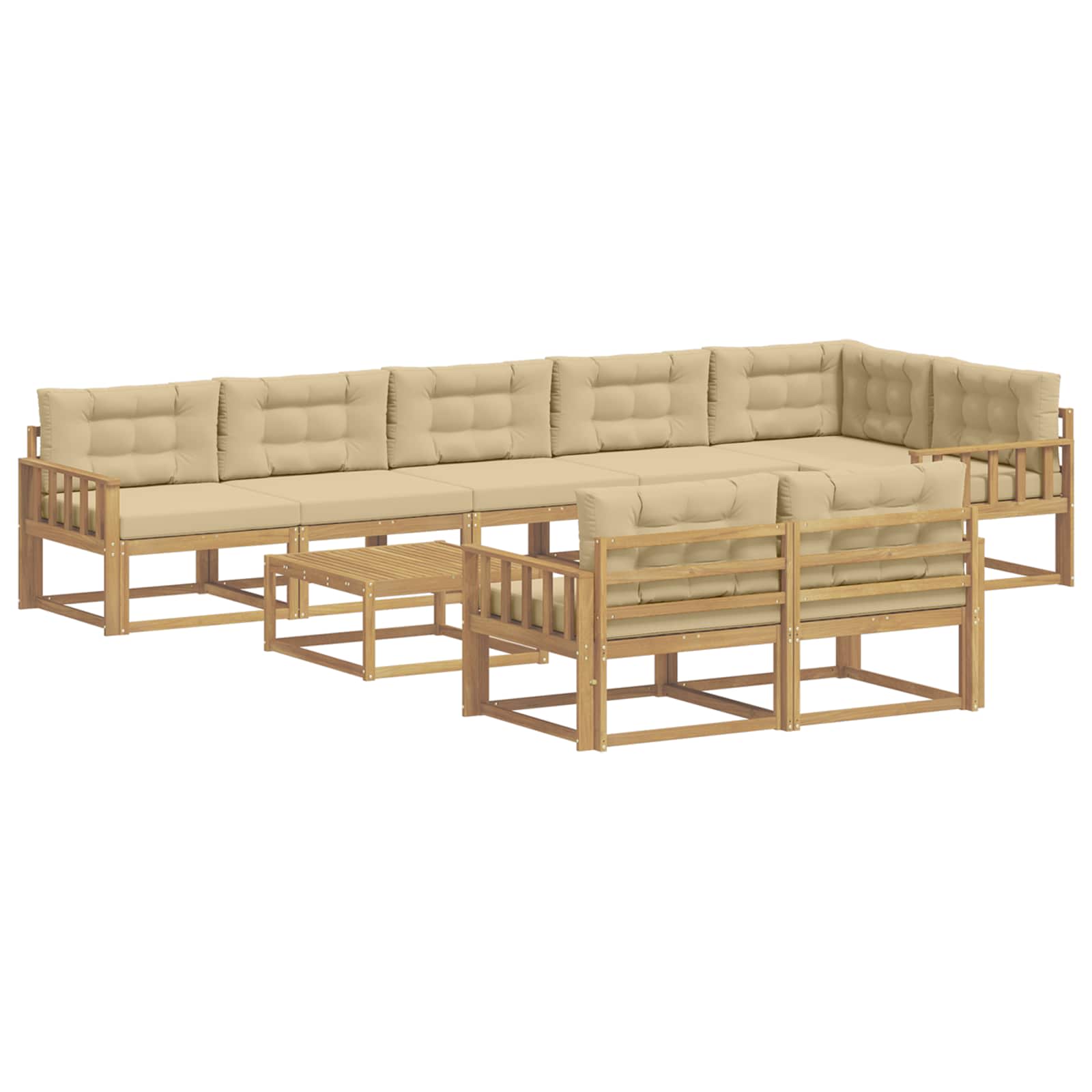 vidaXL Zestaw sof na zewnątrz 9 pcs Biały i Beżowy 79 x 79 x 37 cm