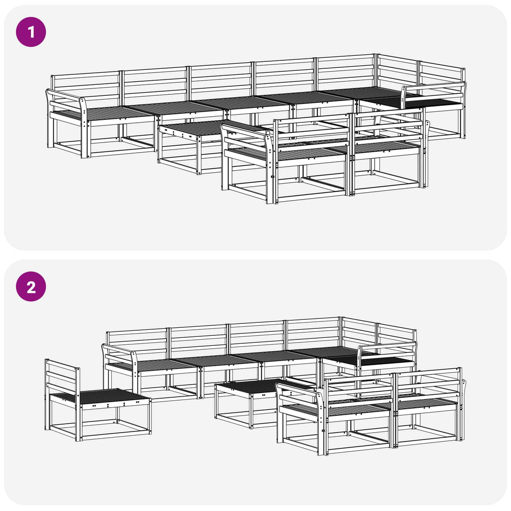 vidaXL Zestaw sof na zewnątrz 9 pcs Biały 79 x 79 x 37 cm