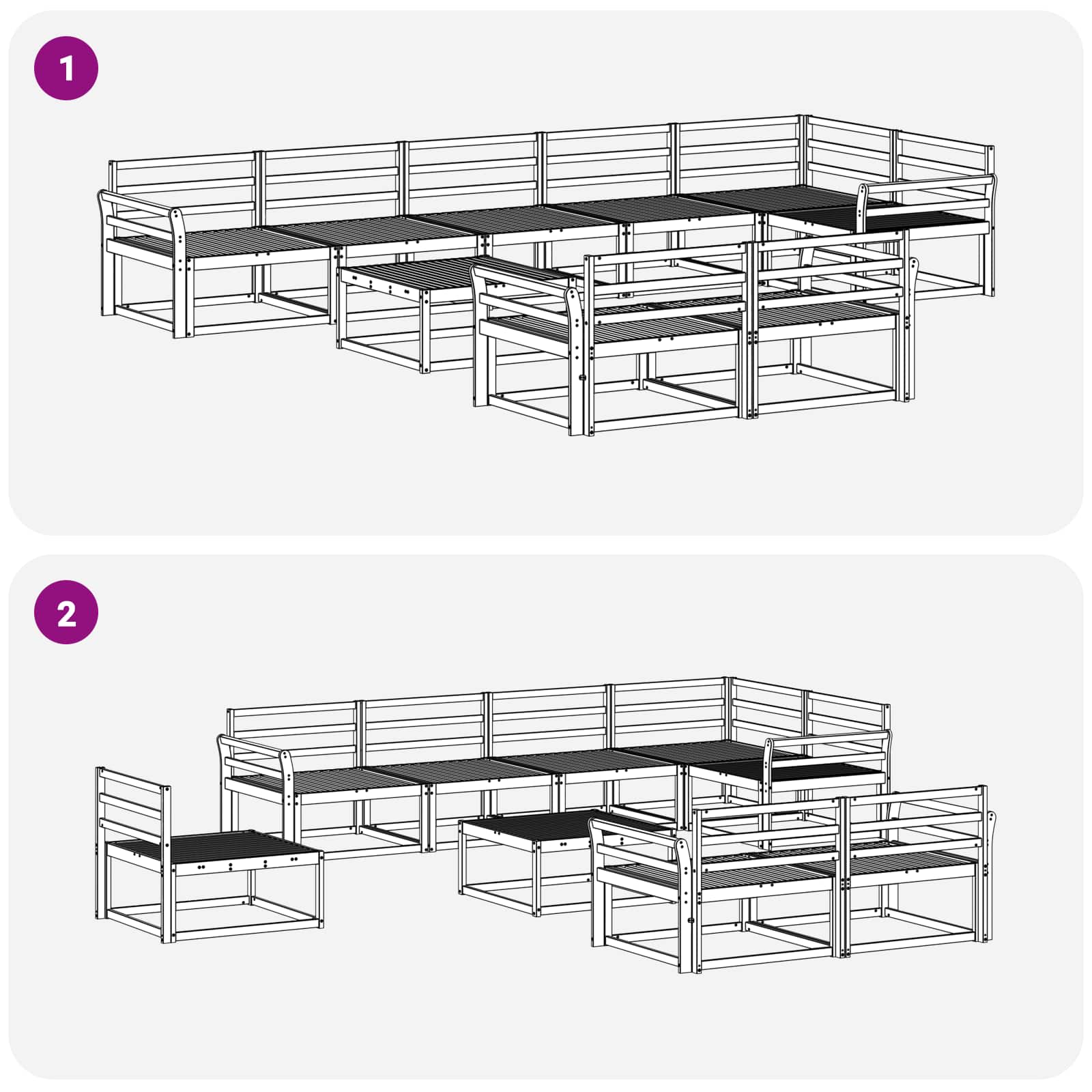 vidaXL Zestaw sof na zewnątrz 9 pcs Biały 79 x 79 x 37 cm