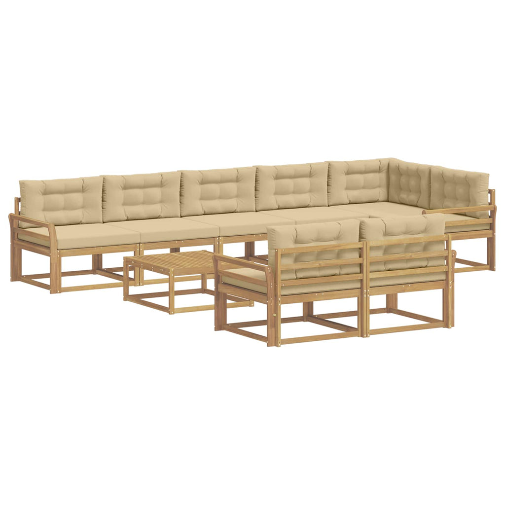 vidaXL Zestaw sof na zewnątrz 9 pcs Biały i Beżowy 79 x 79 x 37 cm