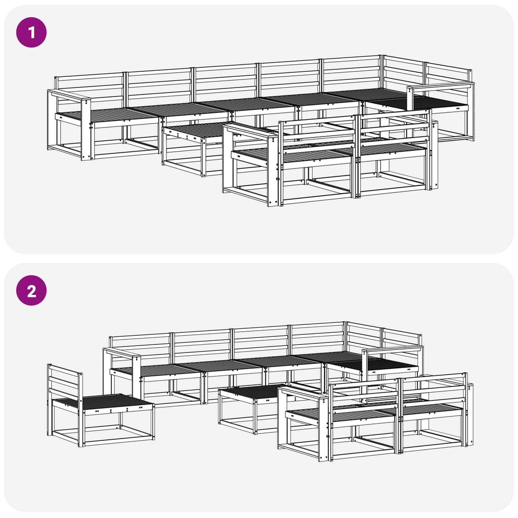 vidaXL Zestaw sof na zewnątrz 9 pcs Biały 79 x 79 x 37 cm