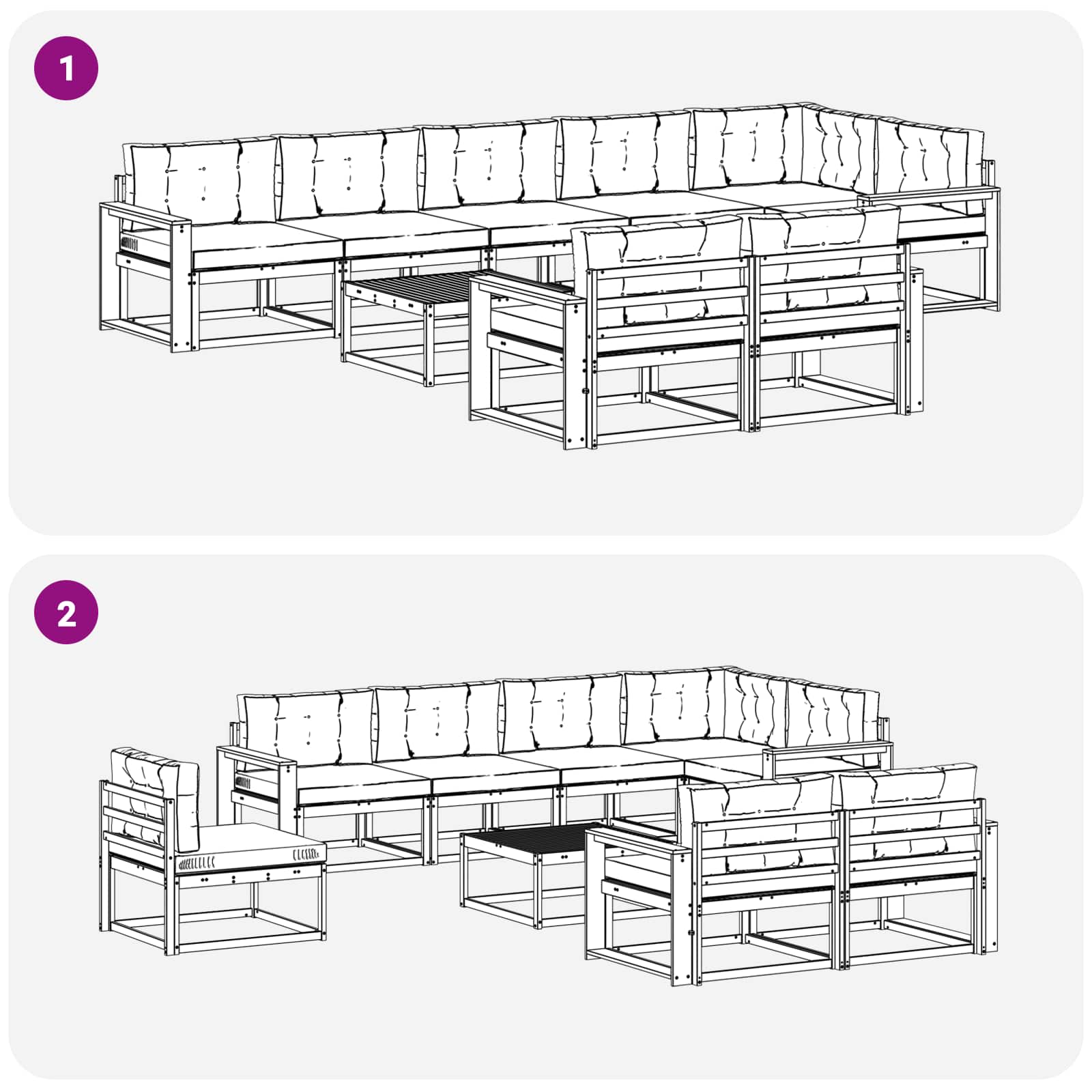 vidaXL Zestaw sof na zewnątrz 9 pcs Biały i kremowy 79 x 79 x 37 cm