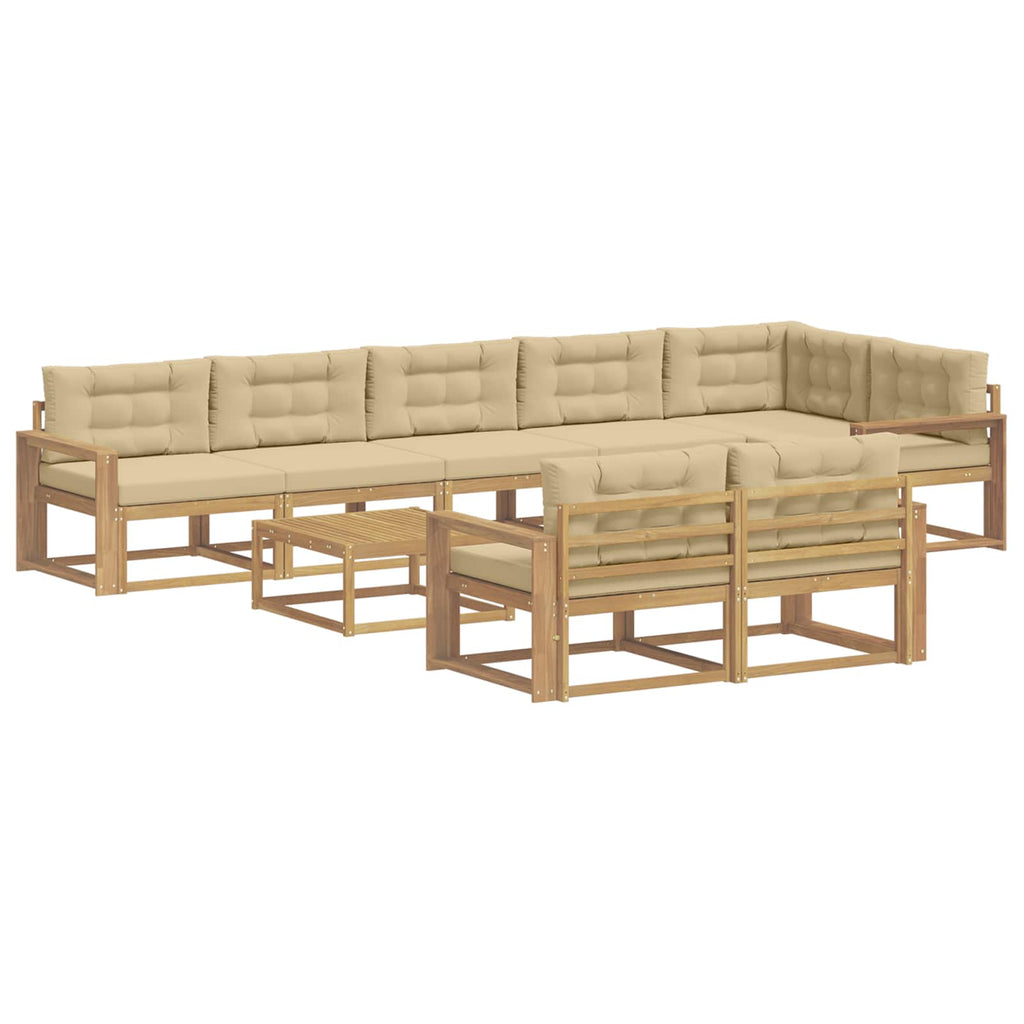 vidaXL Zestaw sof na zewnątrz 9 pcs Biały i Beżowy 79 x 79 x 37 cm