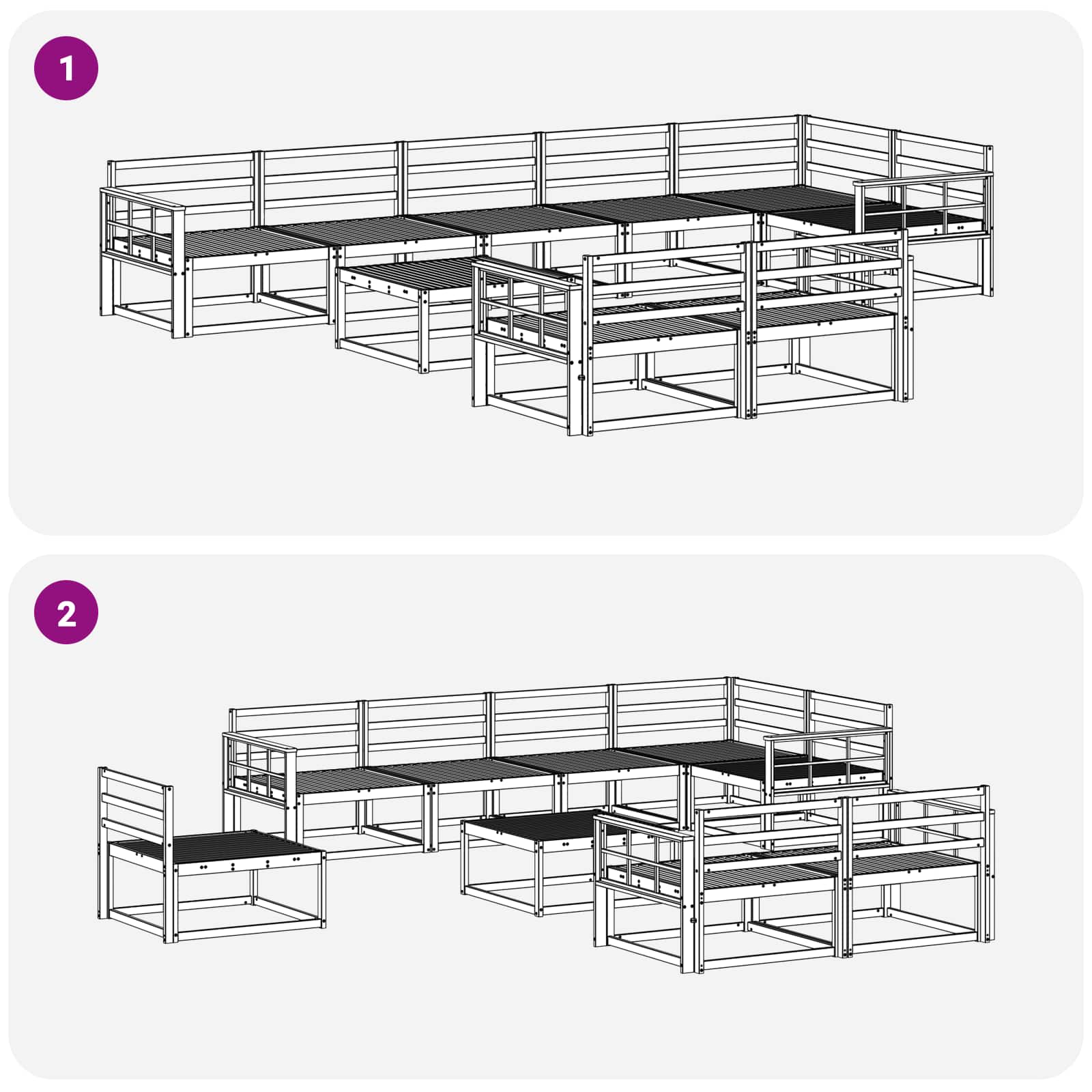 vidaXL Zestaw sof na zewnątrz 9 pcs Biały 79 x 79 x 37 cm