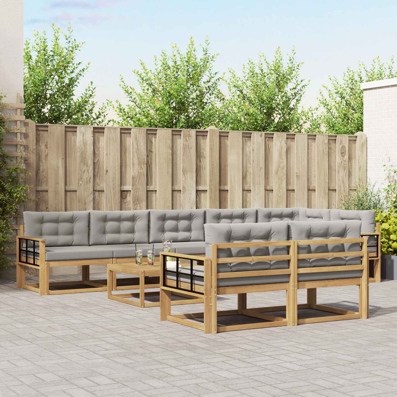 vidaXL Zestaw sof na zewnątrz 9 pcs Biały i jasnoszary 79 x 79 x 37 cm