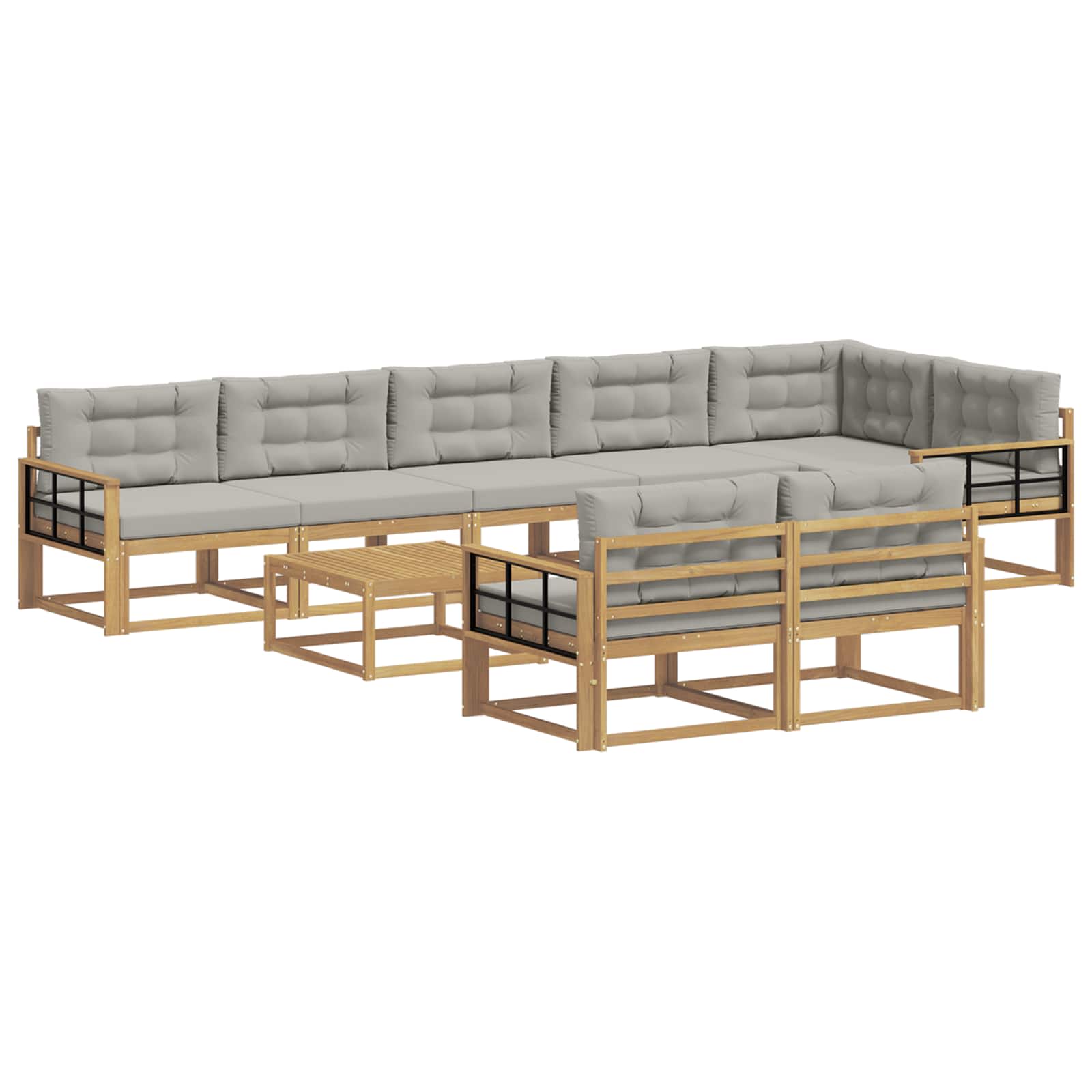 vidaXL Zestaw sof na zewnątrz 9 pcs Biały i jasnoszary 79 x 79 x 37 cm