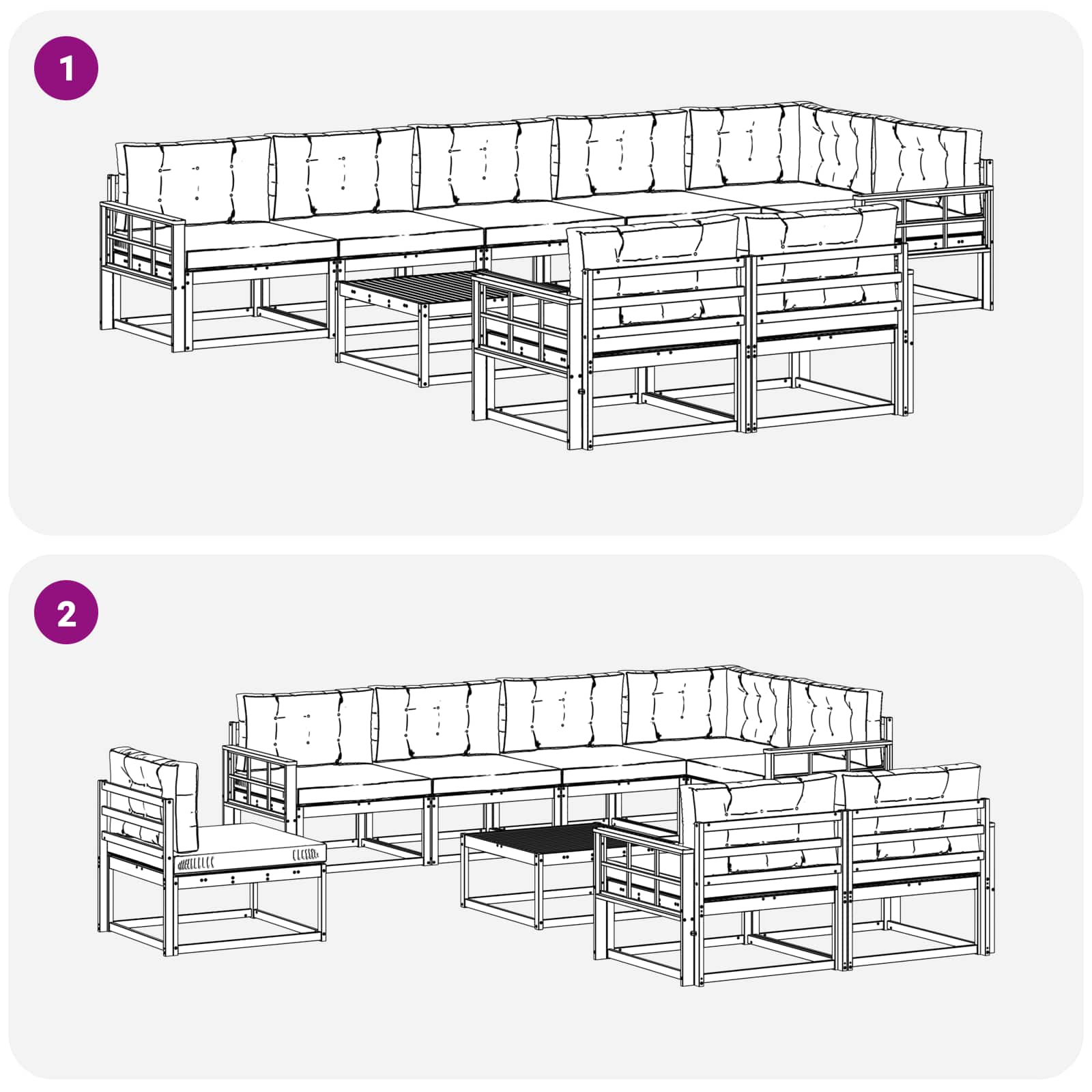 vidaXL Zestaw sof na zewnątrz 9 pcs Biały i Beżowy 79 x 79 x 37 cm