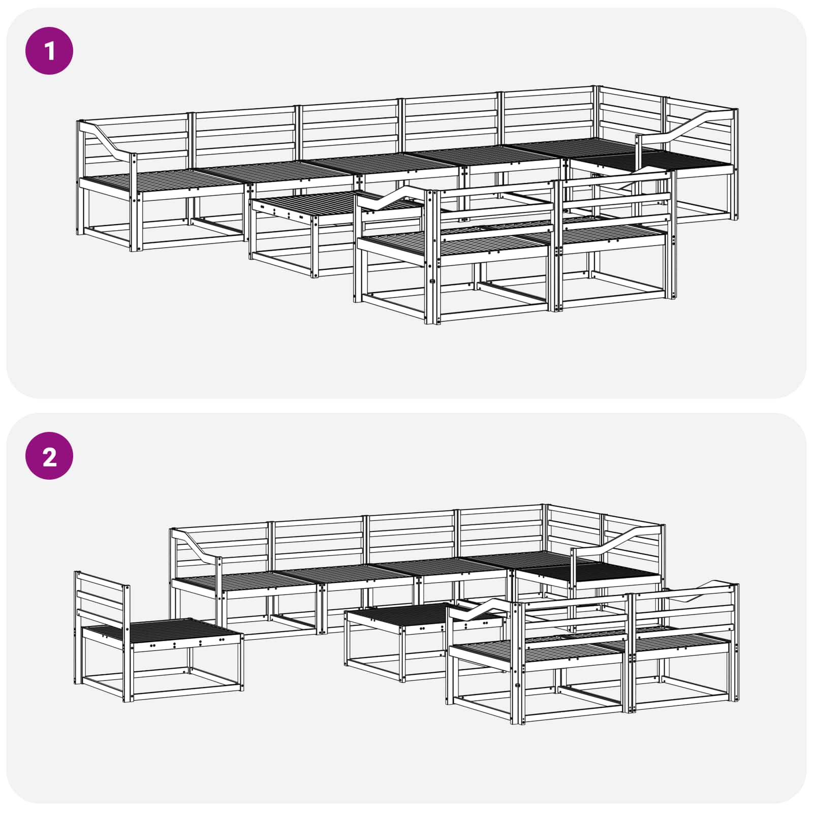 vidaXL Zestaw sof na zewnątrz 9 pcs Biały 79 x 79 x 37 cm