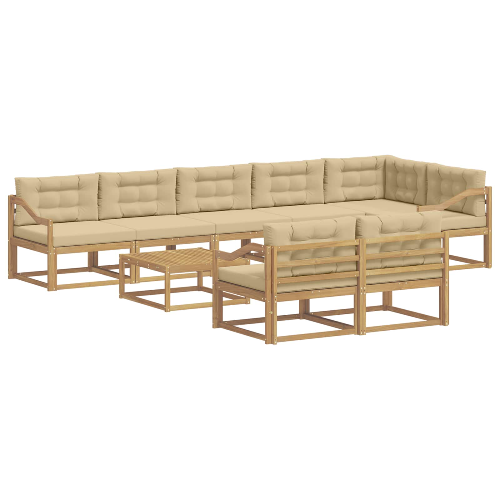 vidaXL Zestaw sof na zewnątrz 9 pcs Biały i Beżowy 79 x 79 x 37 cm