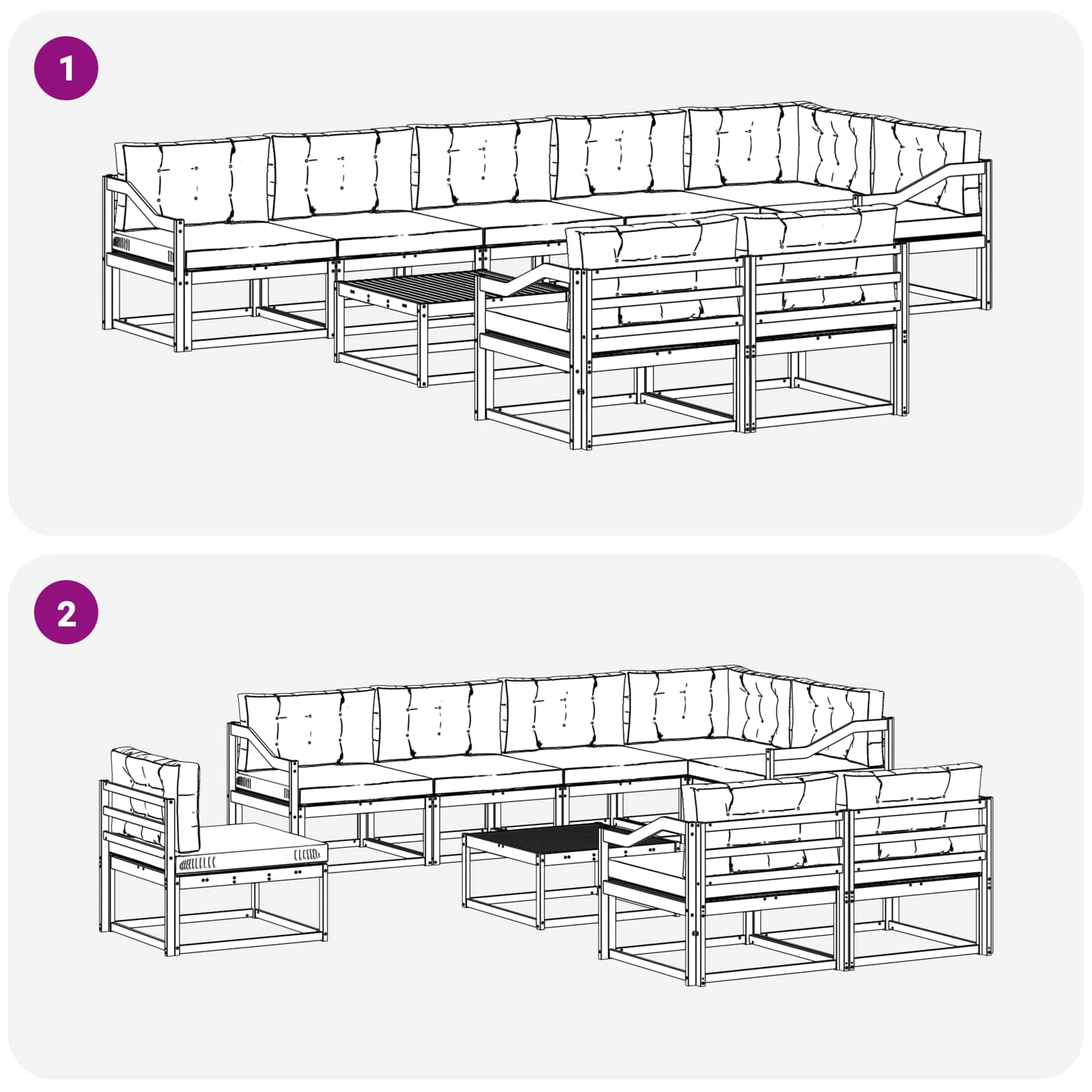 vidaXL Zestaw sof na zewnątrz 9 pcs Biały i Beżowy 79 x 79 x 37 cm