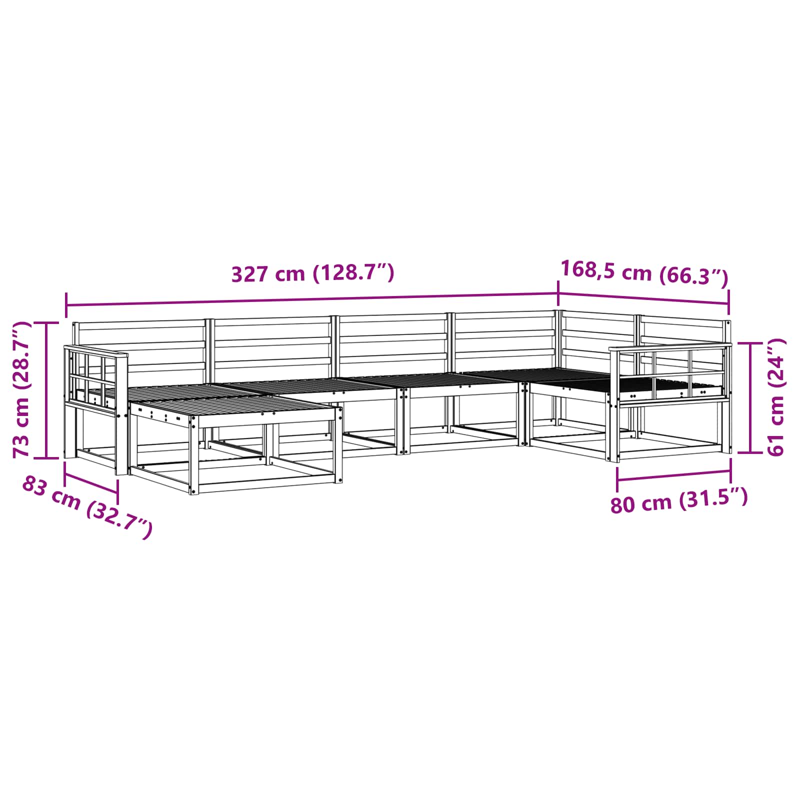 vidaXL Zestaw sof na zewnątrz 6 pcs Biały Lite Drewno Akacji