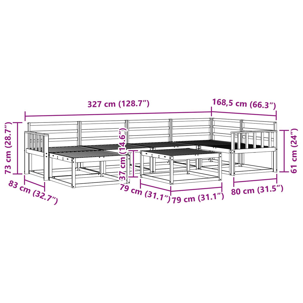 vidaXL Zestaw sof na zewnątrz 7 pcs Biały Lite Drewno Akacji