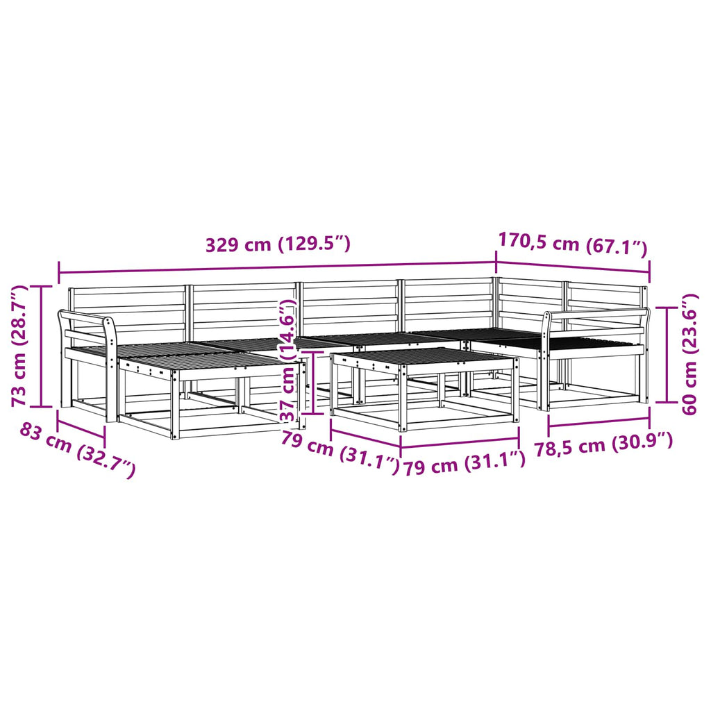 vidaXL Zestaw sof na zewnątrz 7 pcs Biały Lite Drewno Akacji