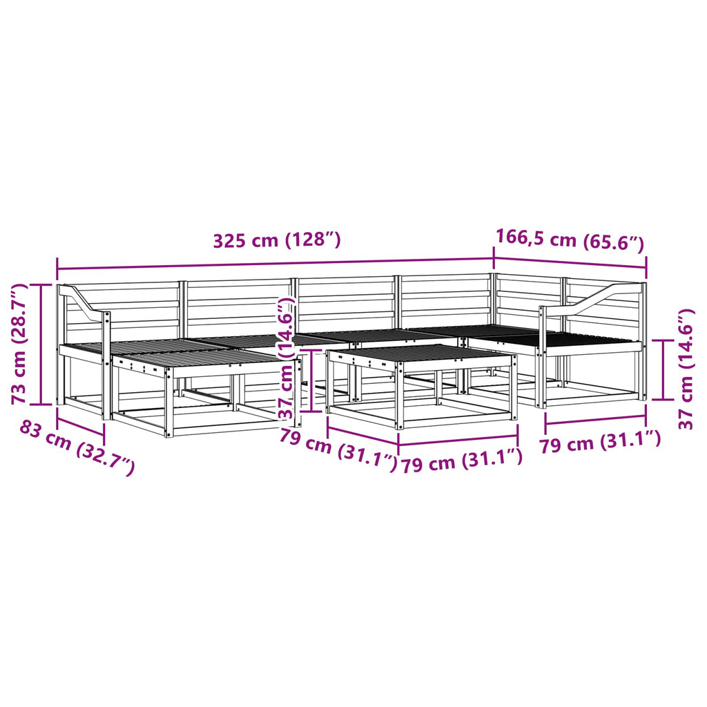 vidaXL Zestaw sof na zewnątrz 7 pcs Biały Lite Drewno Akacji
