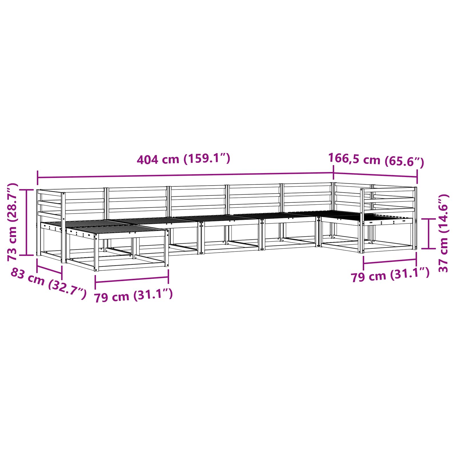 vidaXL Zestaw sof na zewnątrz 7 pcs Biały Lite Drewno Akacji