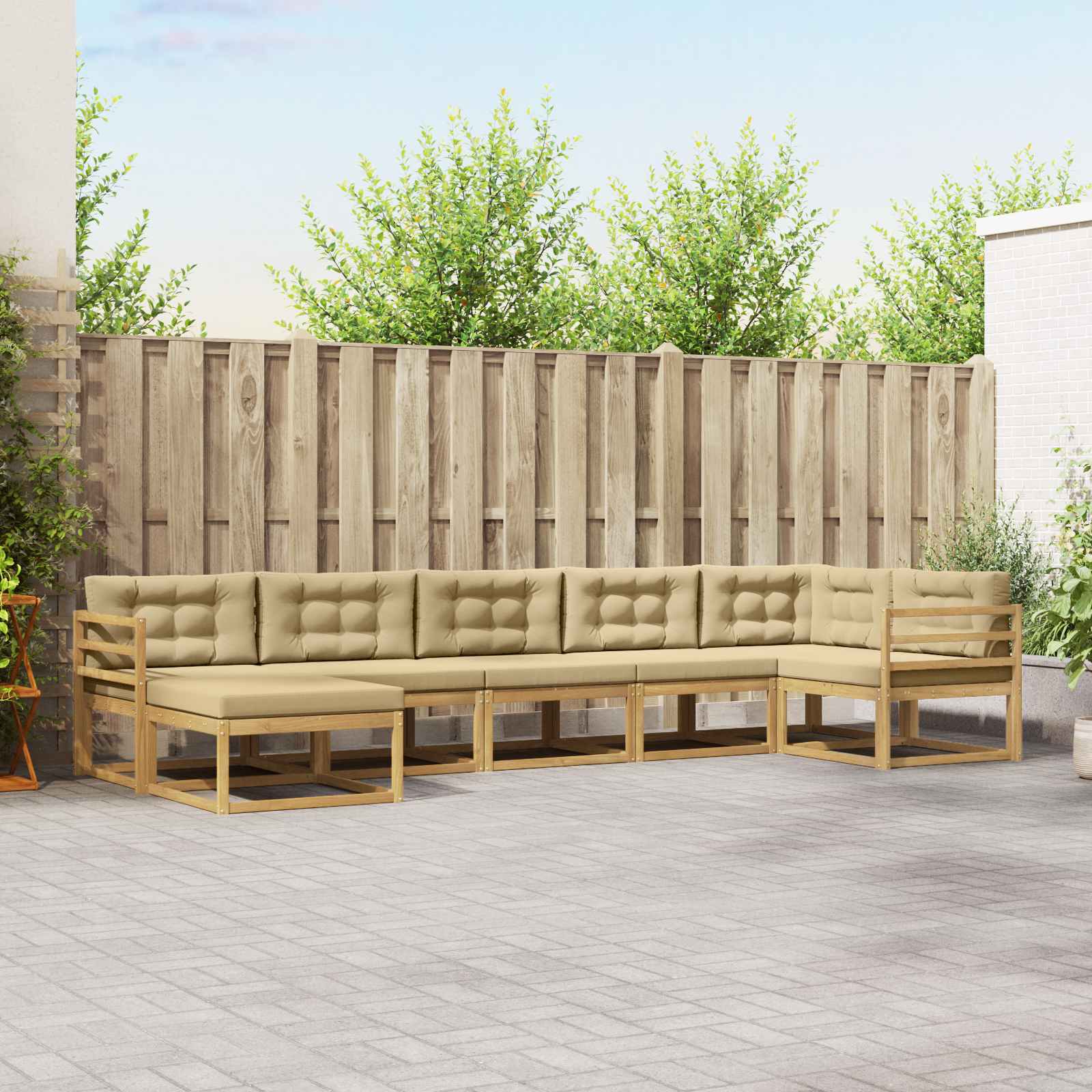 vidaXL Zestaw sof na zewnątrz z poduszką 7 pcs Biały i Beżowy