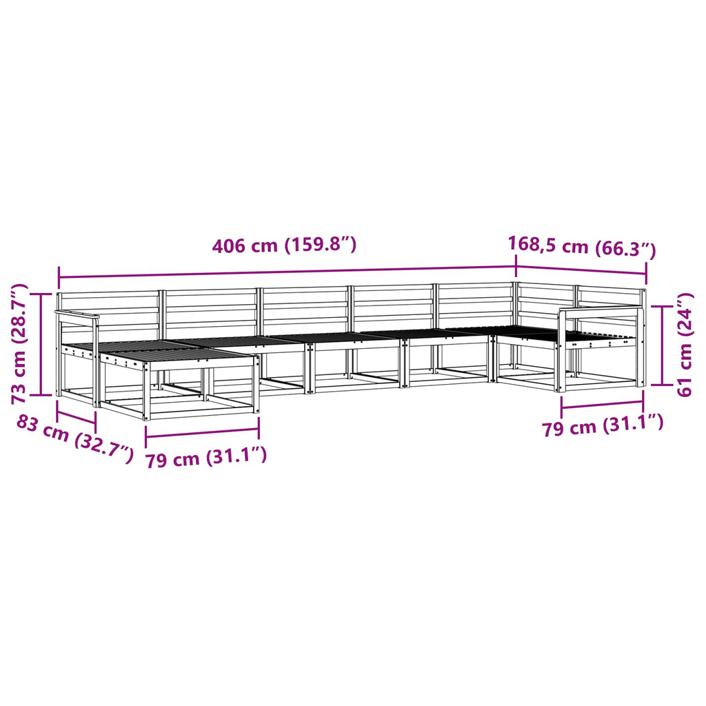 vidaXL Zestaw sof na zewnątrz 7 pcs Biały Lite Drewno Akacji