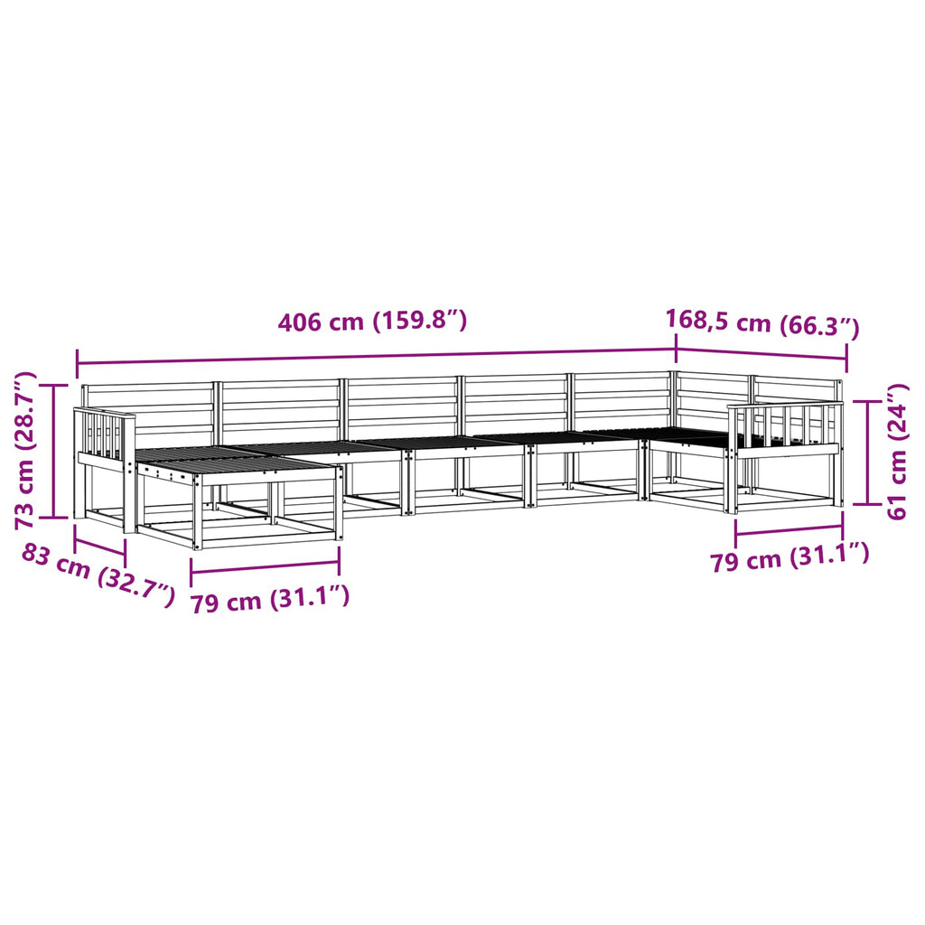 vidaXL Zestaw sof na zewnątrz 7 pcs Biały Lite Drewno Akacji