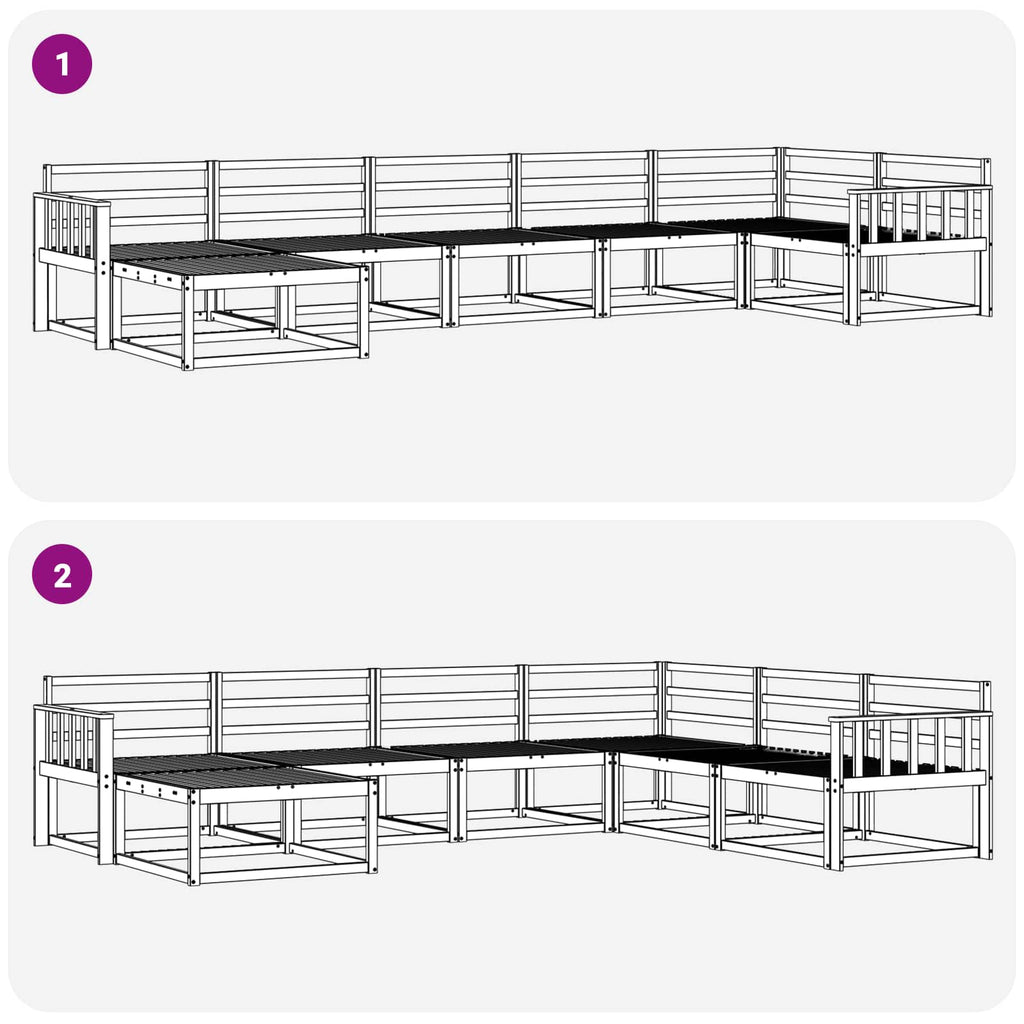 vidaXL Zestaw sof na zewnątrz 7 pcs Biały Lite Drewno Akacji