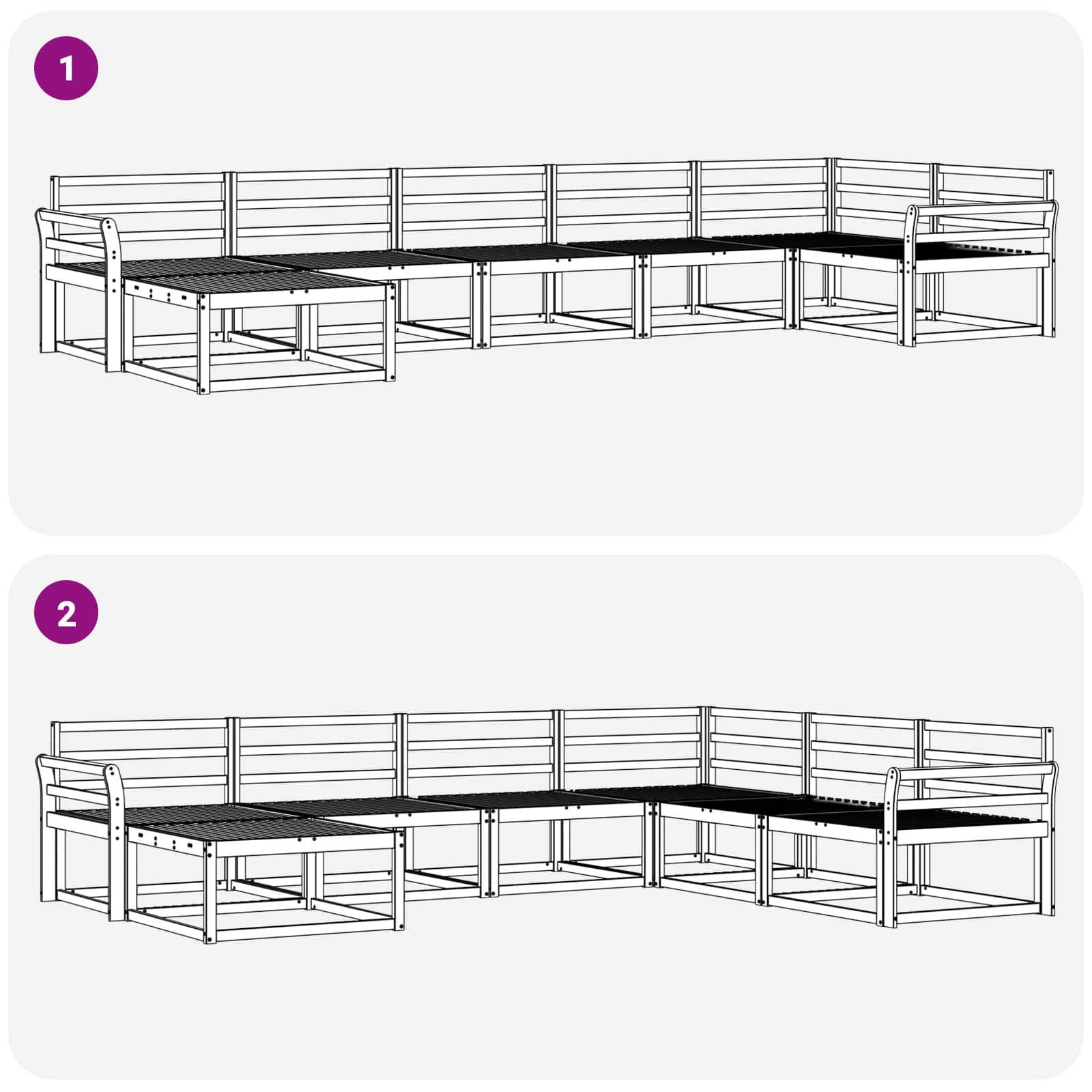 vidaXL Zestaw sof na zewnątrz 7 pcs Biały Lite Drewno Akacji