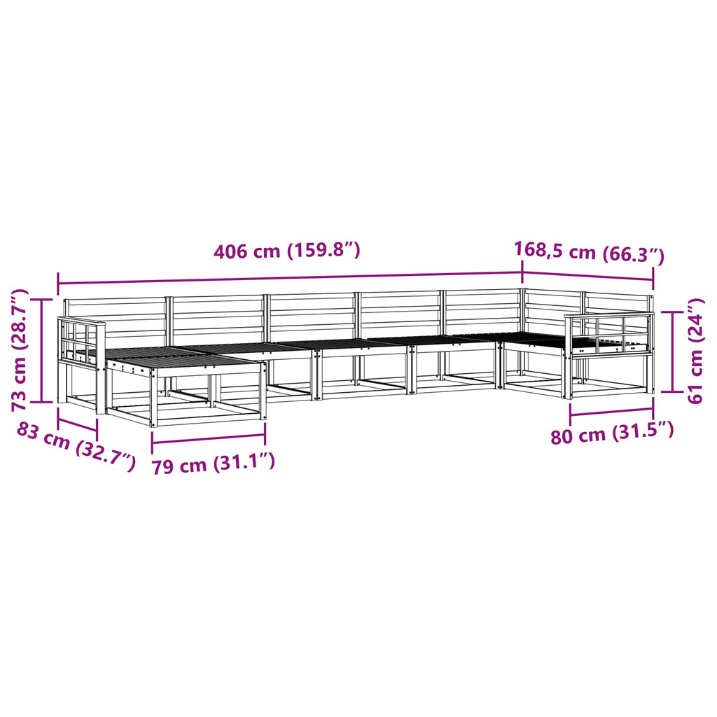 vidaXL Zestaw sof na zewnątrz 7 pcs Biały Lite Drewno Akacji