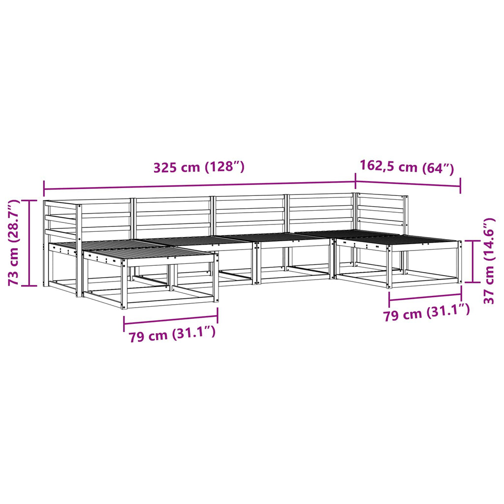 vidaXL Zestaw sof na zewnątrz 6 pcs Biały Lite Drewno Akacji