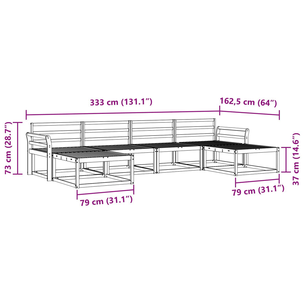 vidaXL Zestaw sof na zewnątrz 6 pcs Biały Lite Drewno Akacji