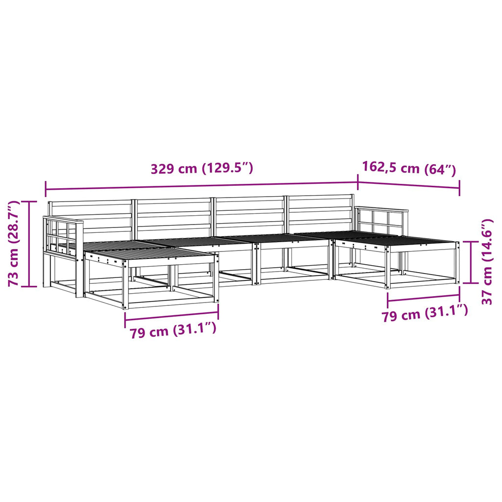 vidaXL Zestaw sof na zewnątrz 6 pcs Biały Lite Drewno Akacji