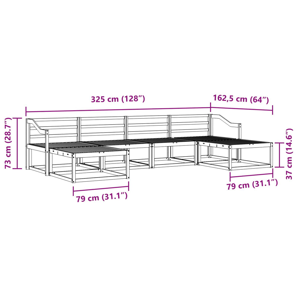 vidaXL Zestaw sof na zewnątrz 6 pcs Biały Lite Drewno Akacji