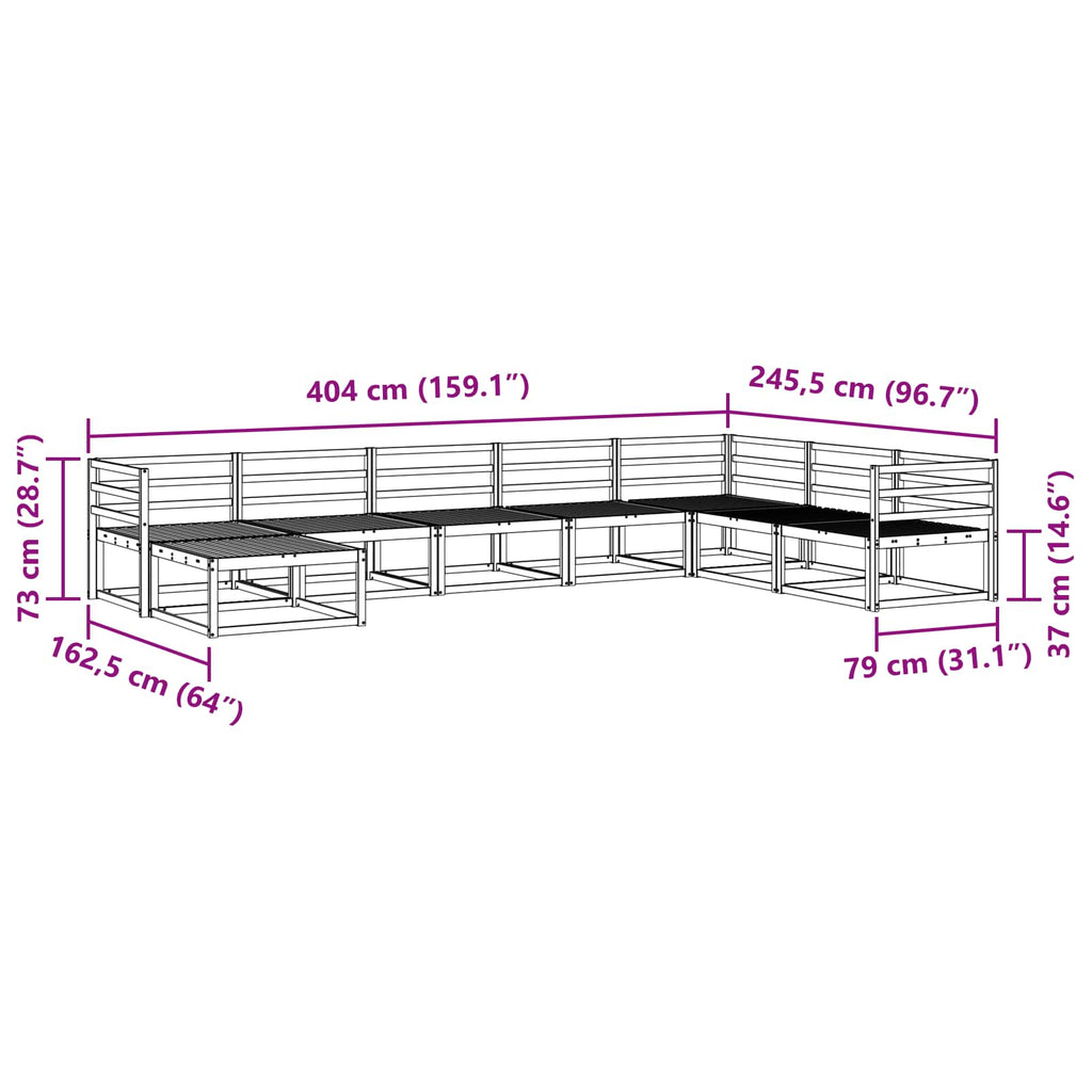 vidaXL Zestaw sof na zewnątrz 8 pcs Biały Lite Drewno Akacji